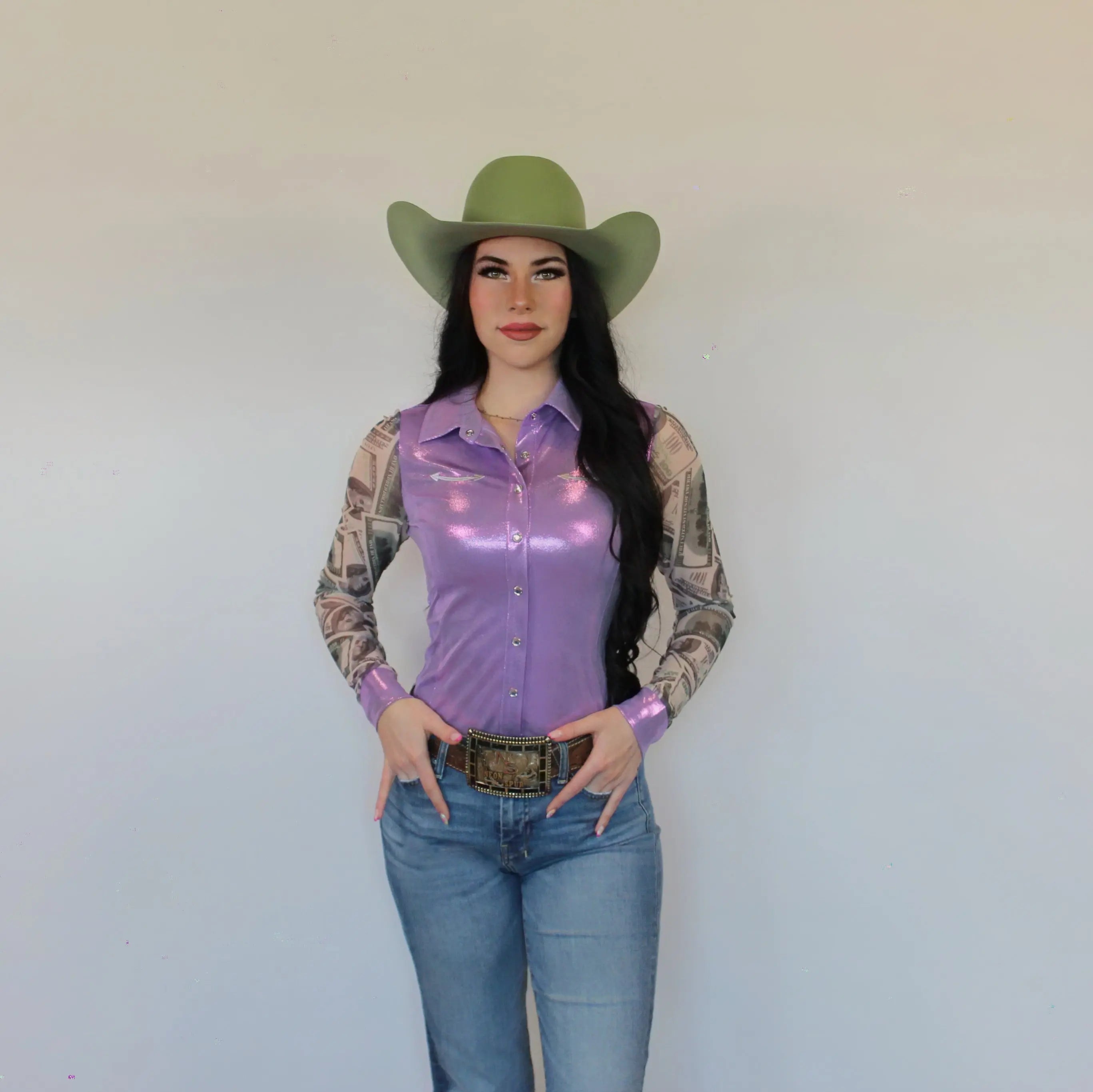 All In Mesh Sleeve Pearl Snap Rodeo Shirt